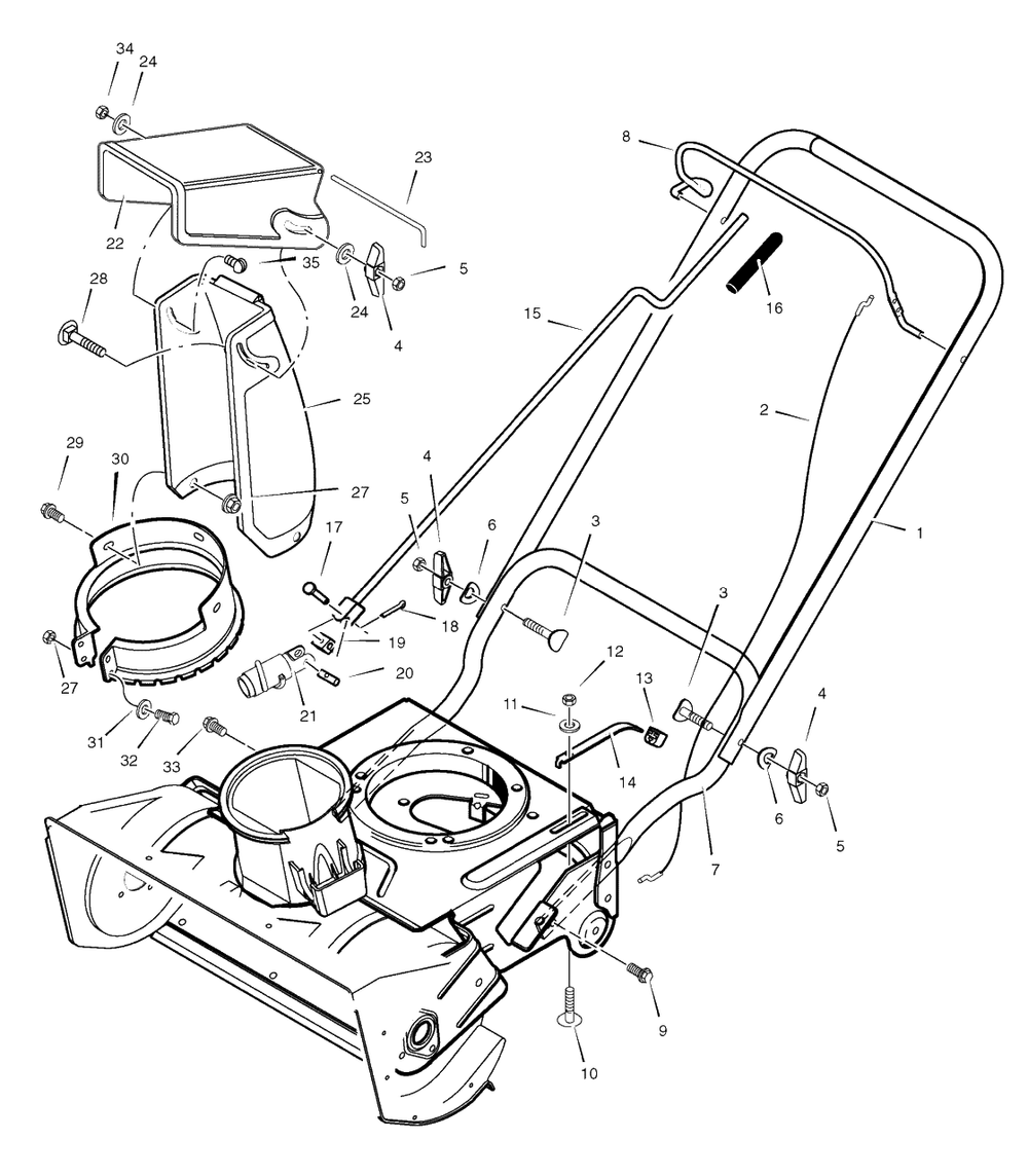 Handle Assembly Diagram and Parts List for 18-2816-47 (621401x112NB)(2006) Briggs and Stratton Snow Blower